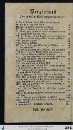 Verzeichniß Der in diesem Werke enthaltenen Kapitel.