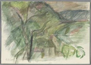 Ohne Titel [Baum vor Weinberglandschaft]