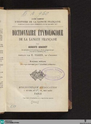 Dictionnaire étymologique de la langue française