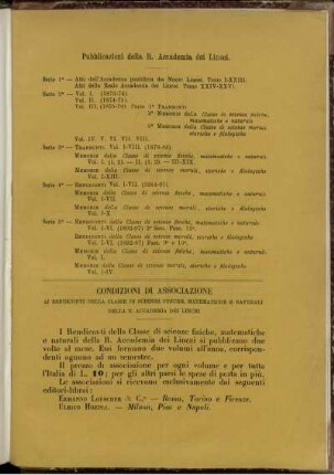 Pubblicazioni della R. Accademia dei Lincei.