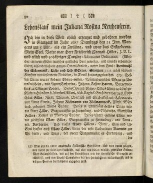30-41, Lebenslauf mein Juliana Rosina Neuheuserin