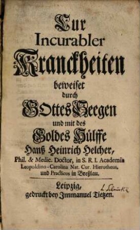 Cur incurabler Kranckheiten