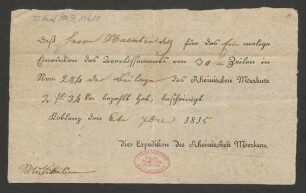 Quittungen über Erhalt von Geld