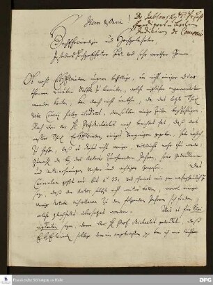 Brief von Daniel Ernst Jablonski an August Hermann Francke.