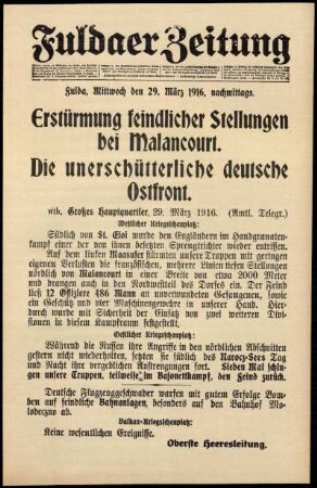Ausgabe vom Mittwoch, den 29. März 1916.