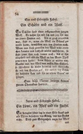 Ein und siebzigste Fabel. - Achtzigste Fabel.