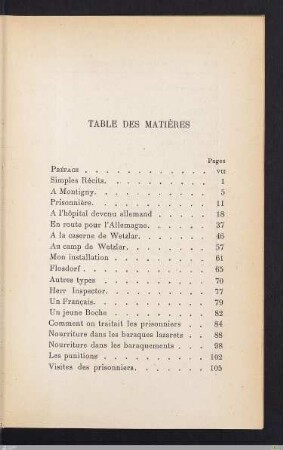Table des Matiéres