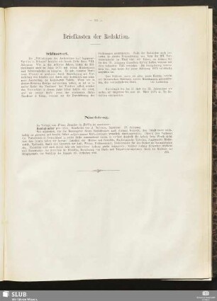 Briefkasten der Redaktion