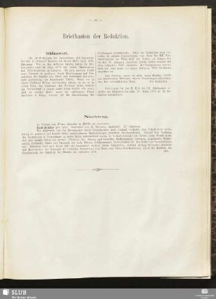 Briefkasten der Redaktion