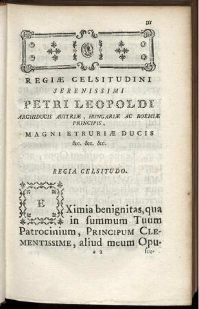 Serenissimi Leopoldi! Praefatio.