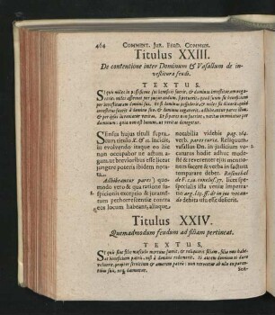 Titulus XXIII. De contentione inter Dominum & Vasallum de investitura feudi.