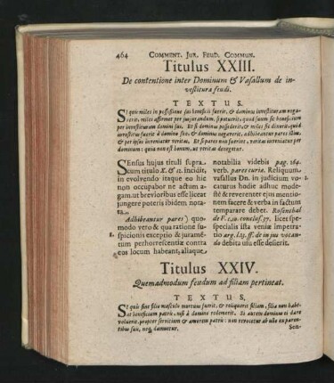 Titulus XXIII. De contentione inter Dominum & Vasallum de investitura feudi.