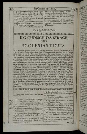 Ilg Cudisch Da Syrach, Ner Ecclesiasticus.