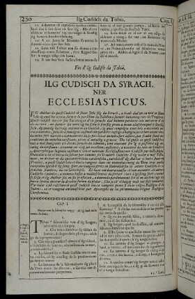 Ilg Cudisch Da Syrach, Ner Ecclesiasticus.