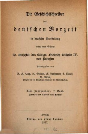 Annalen und Chronik von Kolmar