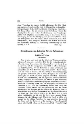 Grundfragen zum Lehrplan für die Volksschule : (Fortsetzung)