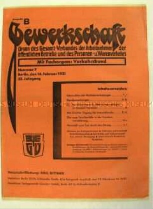 Mitteilungsblatt der Gewerkschaften des öffentlichen Dienstes "Gewerkschaft" u.a. über die Neuwahlen der Betriebsräte