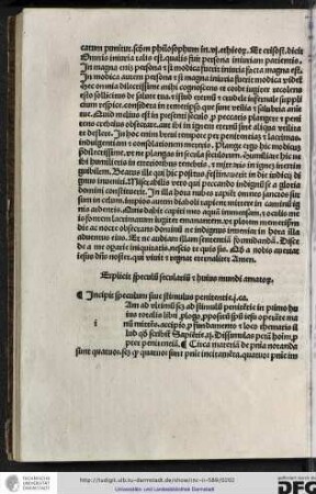 Incipit speculum sive stimulus penitentie, i capitulum.