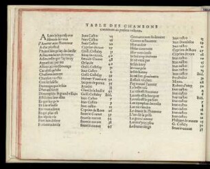 Table de chansons