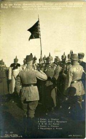 Wilhelm I. verleiht einem Offizier das Eiserne Kreuz
