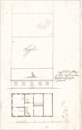 Voit, Johann Michael; Taglöhnerhaus Vogel - Grundriss, Ansicht