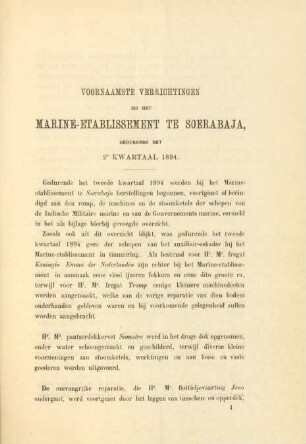 Voornaamste verrichtingen bij het Marine-etablishment te Soerabaja, gedurende het 2e kwartaal 1894