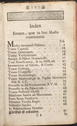 Index Eorum, quae in hoc libello continentur.