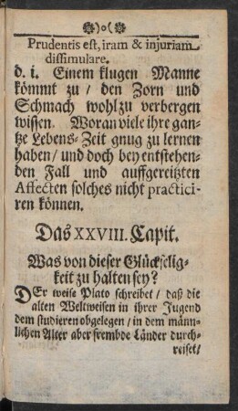 Das XXVIII. Capit. Was von dieser Glückseligkeit zu halten sey?