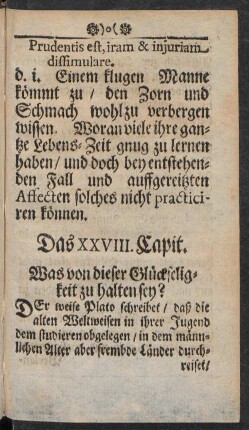 Das XXVIII. Capit. Was von dieser Glückseligkeit zu halten sey?