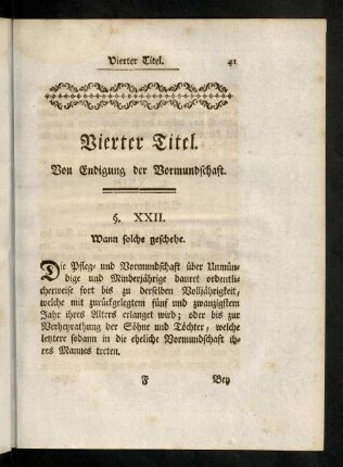41-46, Vierter Titel. Von Endigung der Pflegschaft.