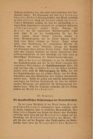 III. Kapitel. Die charakteristischen Erscheinungen der Gewerbefreiheit