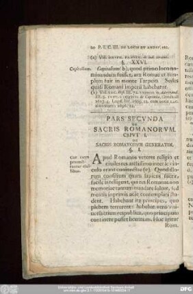 Caput I. De Sacris Romanorum Generatim.