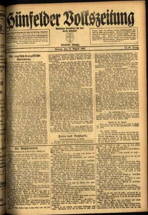 Ausgabe vom Montag, den 16. August 1920.