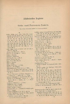 Alphabetisches Register der Orts- und Personen-Namen