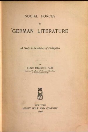 Social Forces in German Literature : A Study in the History of Civilization
