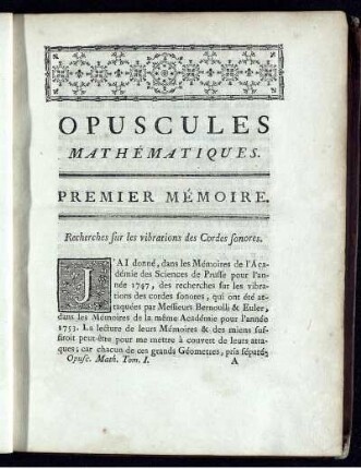 Premier Mémoire.