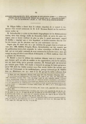 Quelques remarques sur deux articles du Bullettino (tome V, 1) intitulés "Storia delle matematiche presso gli Arabi del Dr. Ermanno Hankel" etc. et "Vite di matematici ...