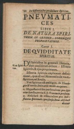 Liber I. De Natura Spirituum In Genere, Eorumque Proprietatibus.