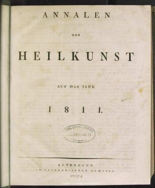 1811: Annalen der Heilkunst : d. Jahrs ...