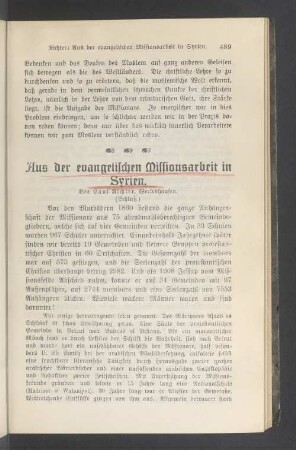 Aus der evangelischen Missionsarbeit in Syrien (Schluß)