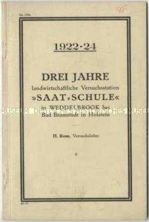 Landwirtschaftliche Versuchsstation über Saatschulen