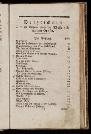 Verzeichniß aller in diesem zweyten Theile enthaltenen Speisen.