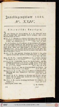 Intelligenzblatt Nro. XXIV