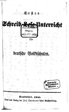 Erster Schreib-Lese-Unterricht für deutsche Volksschulen
