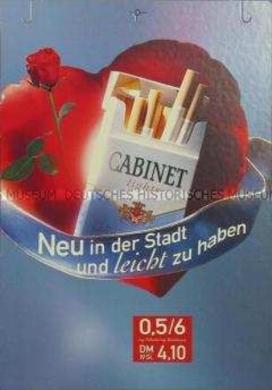 Werbeschild für "Cabinet lights"-Zigaretten