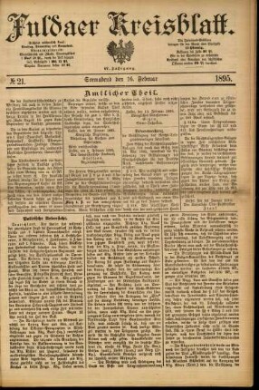 Erste Ausgabe vom Samstag, den 16. Februar 1895.
