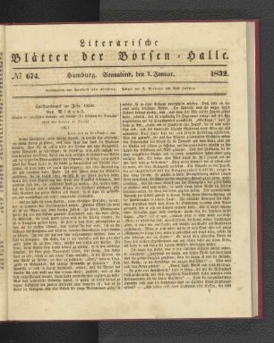 No 674. Hamburg. Sonnabend, den 7. Januar. 1832.