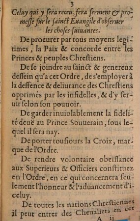 Sommaire De L'Institution de l'Ordre de la Milice Chrestienne, erigé à Vienne en Austriche le Vendredy ... jour de Mars 1619 ...