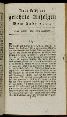 98tes Stück. Den 8ten Decembr.
