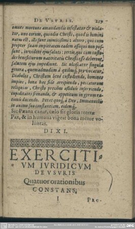 Exercititium Iuridicum, De Usuris